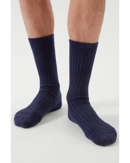 COS Ribbed Wool Socks Navy