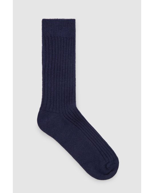 COS Ribbed Wool Socks Navy