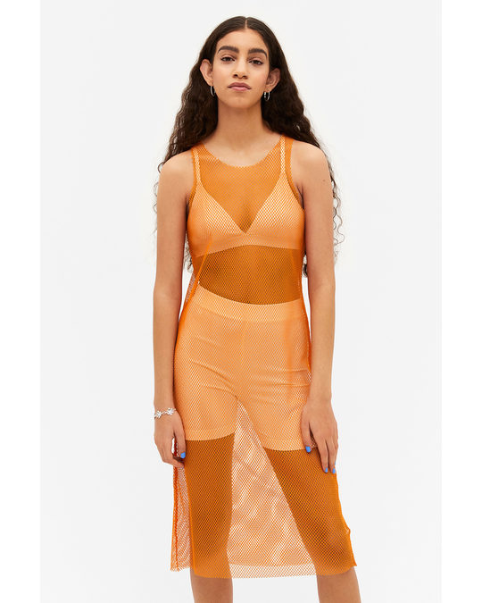 Monki Orange Net Slip Dress Orange