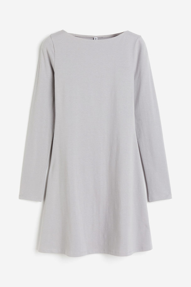 H&M Flared-skirt Jersey Dress Light Grey