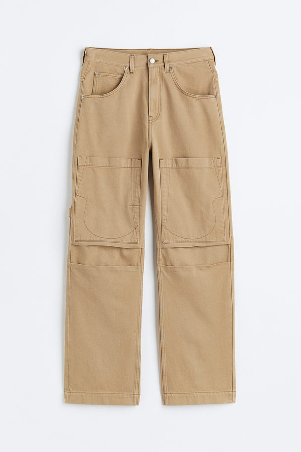 H&M Utility Twill Trousers Beige