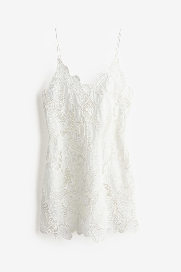 H&M Jurk Met Broderie Anglaise Wit