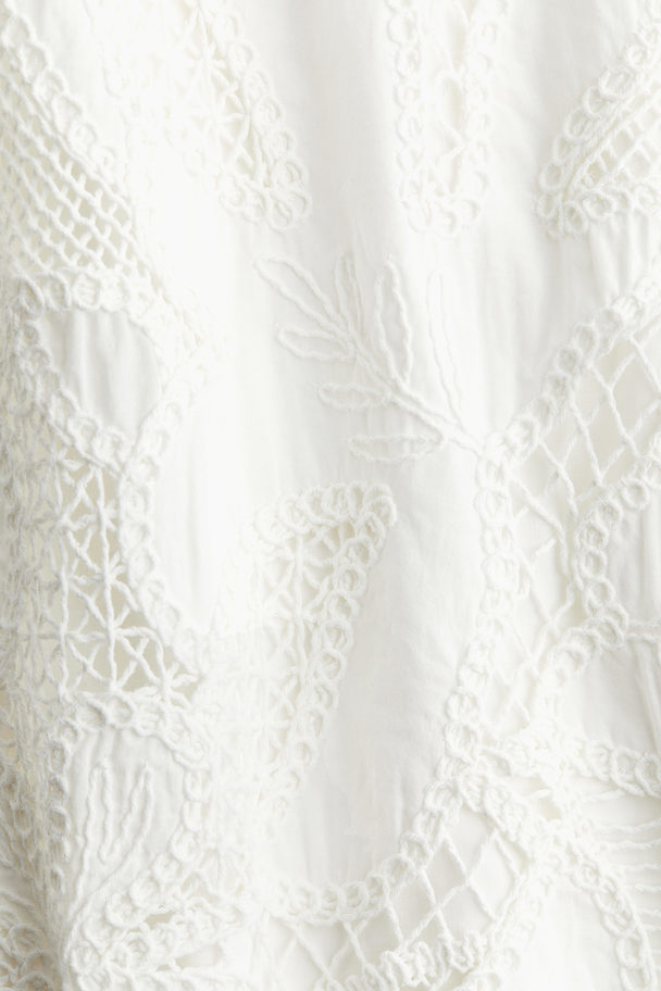 H&M Jurk Met Broderie Anglaise Wit