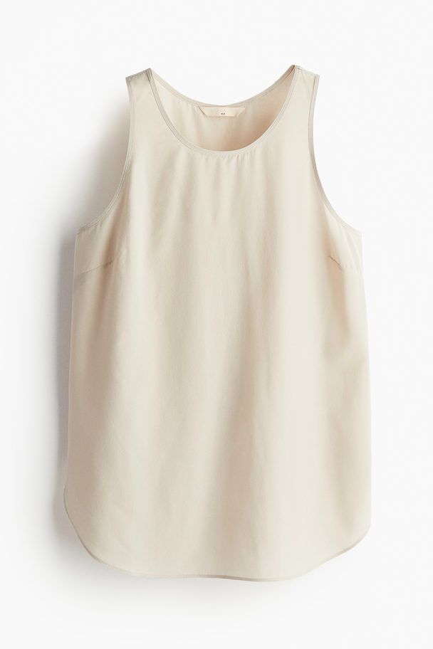 H&M Silk Crêpe Top Light Beige