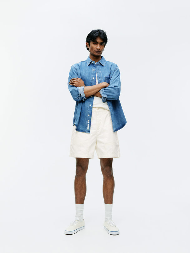 ARKET Cotton Utility Shorts White