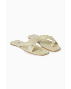 Leather Flip Flops Beige