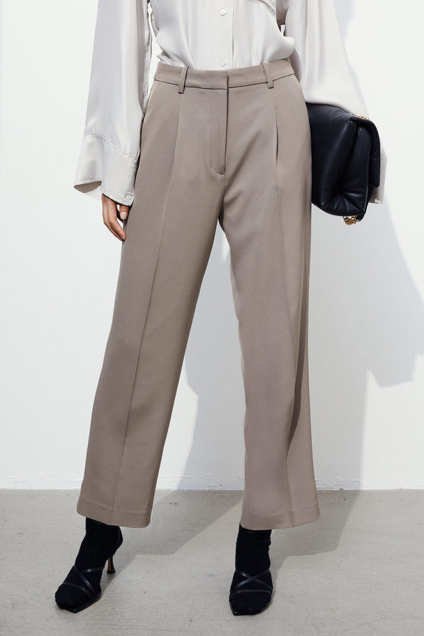 H&M Elegante Hose mit hohem Bund Dunkelbeige