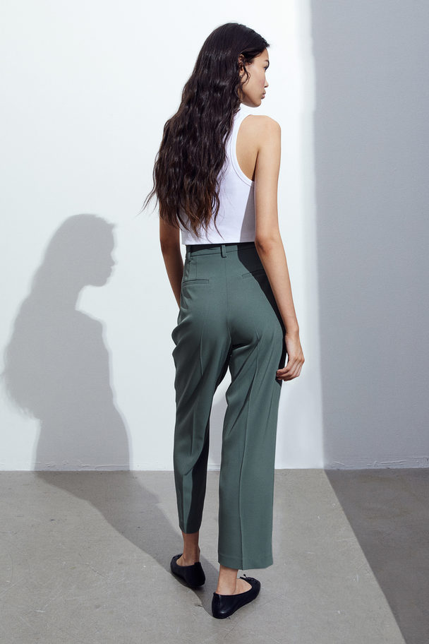 H&M Elegante Hose mit hohem Bund Dunkelgrün