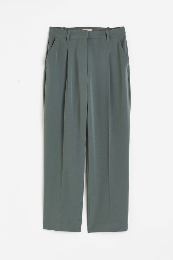 H&M Elegante Hose mit hohem Bund Dunkelgrün