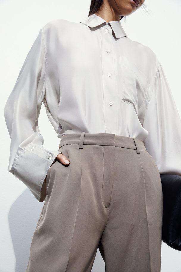 H&M Elegante Hose mit hohem Bund Dunkelbeige