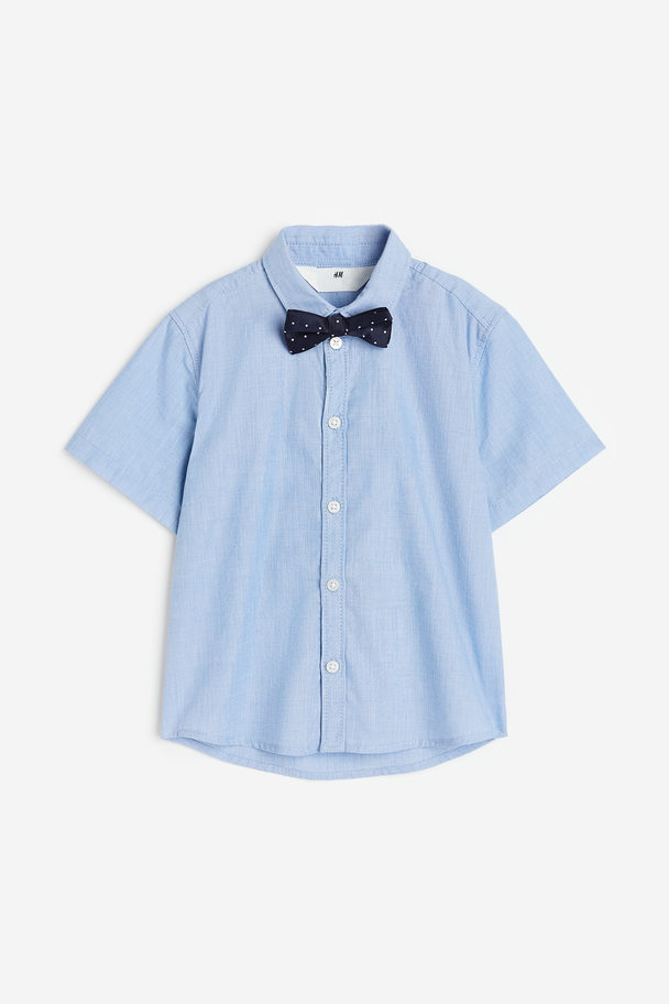 H&M Overhemd En Vlinderdas Lichtblauw/stippen