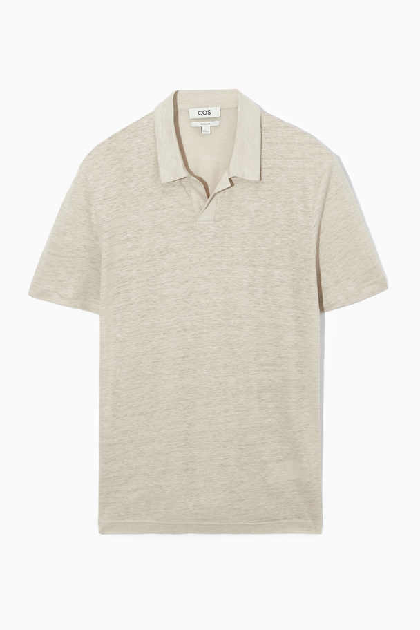 COS Regular-fit Linen Polo Shirt Stone