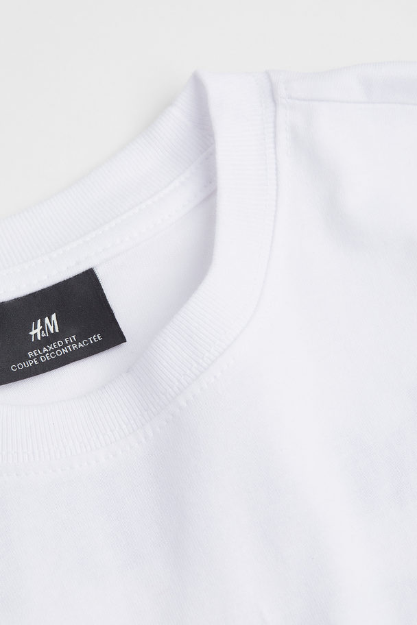 H&M Relaxed Fit Cotton T-shirt White/pizza