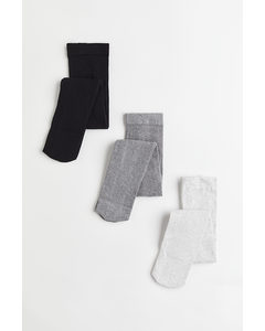 3-pack Fine-knit Tights Black/grey Marl