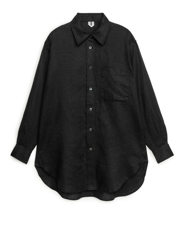 Arket Oversized Linen Shirt Black