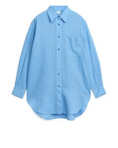 Oversized-Bluse aus Leinenmischung Hellblau