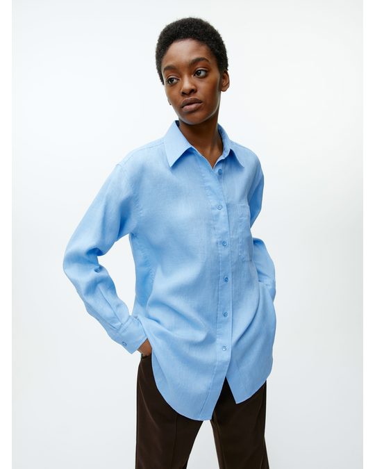 Arket Oversized Linen Shirt Light Blue