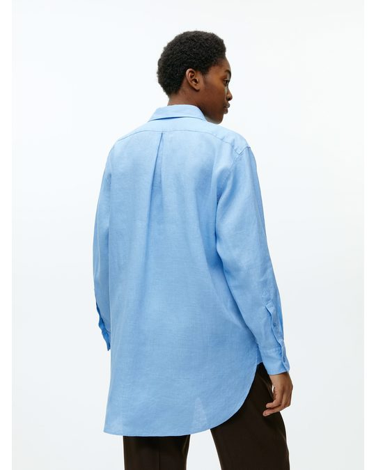 Arket Oversized Linen Shirt Light Blue