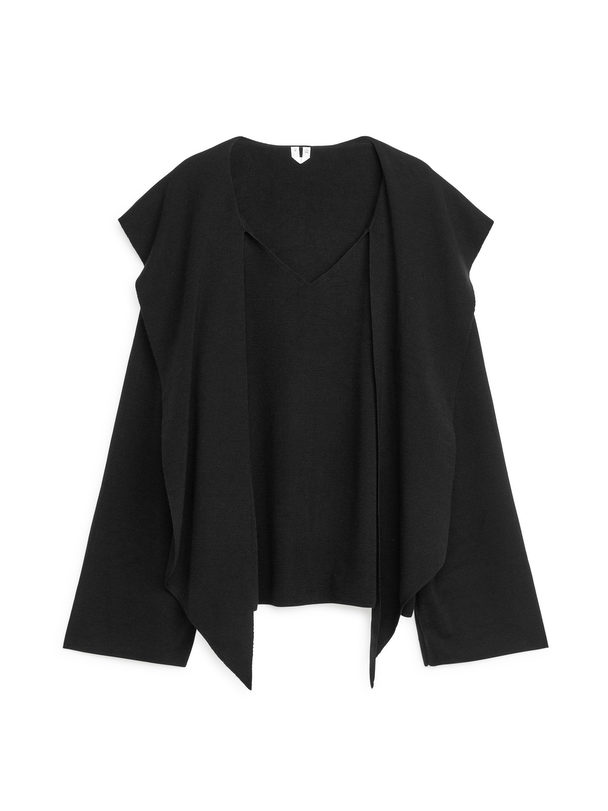 ARKET Pullover mit Schal aus Wollmischung Schwarz