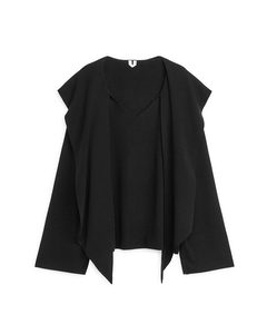 Pullover mit Schal aus Wollmischung Schwarz