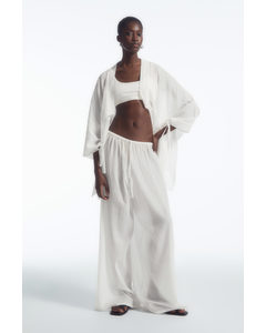 Semi-sheer Drawstring Trousers White