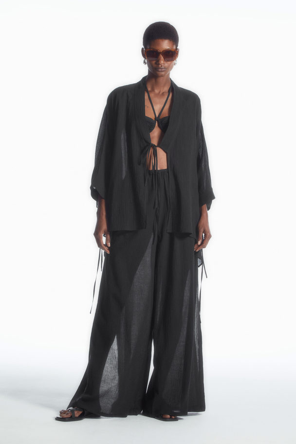 COS Semi-sheer Drawstring Trousers Black