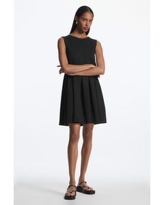 Pleated Mini Dress Black
