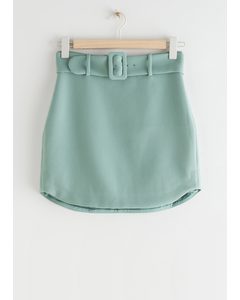Buckle Belt Mini Skirt Mint