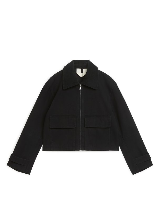 ARKET Jacke aus Canvas mit Reißverschluss Schwarz