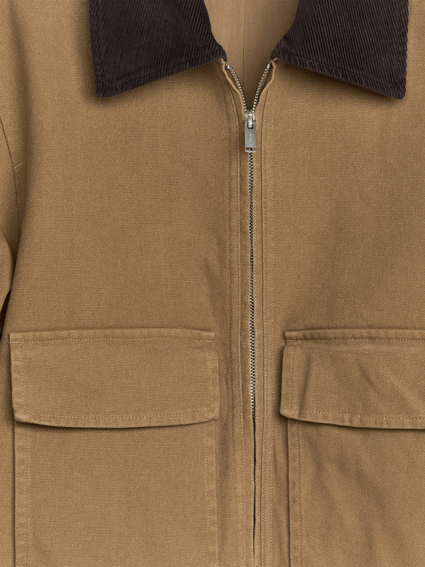 ARKET Jacke aus Canvas mit Reißverschluss Braun