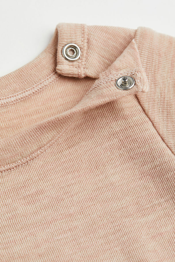 H&M Long-sleeved Wool Top Powder Pink Marl