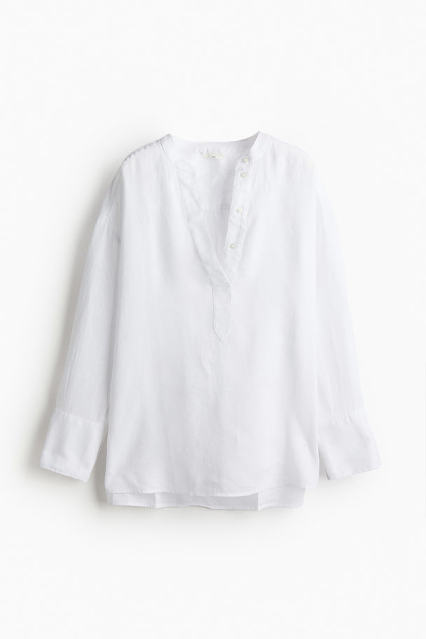 H&M Linnen Popover-blouse Wit