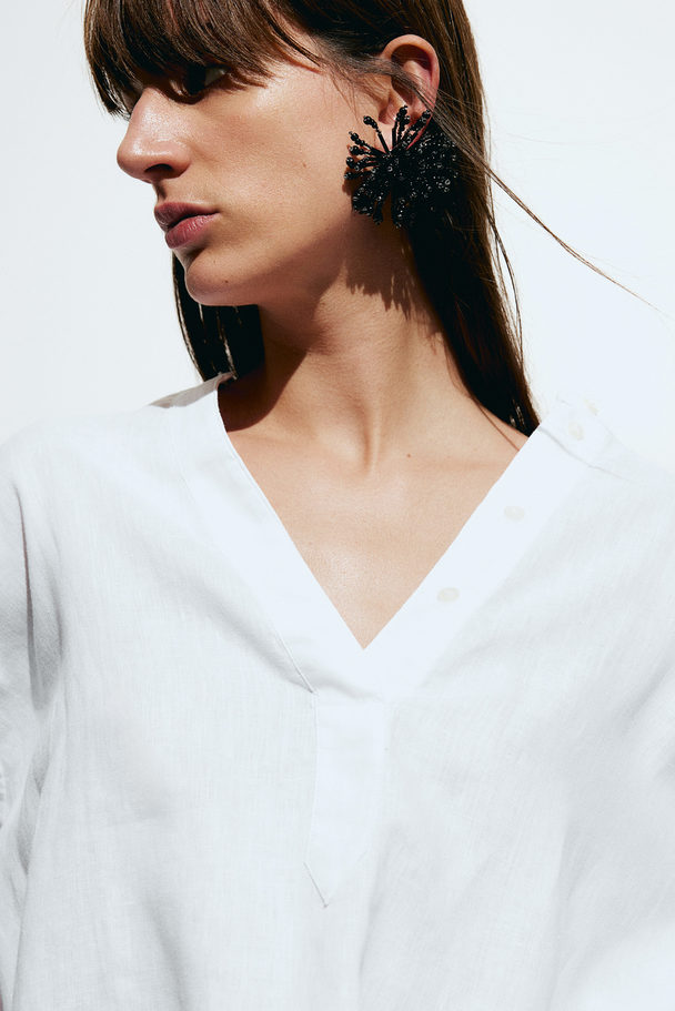 H&M Popover Linen Shirt White