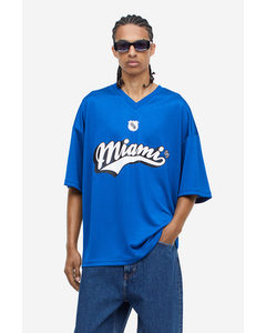 Oversized Fit Printed Mesh T-shirt Blue/miami