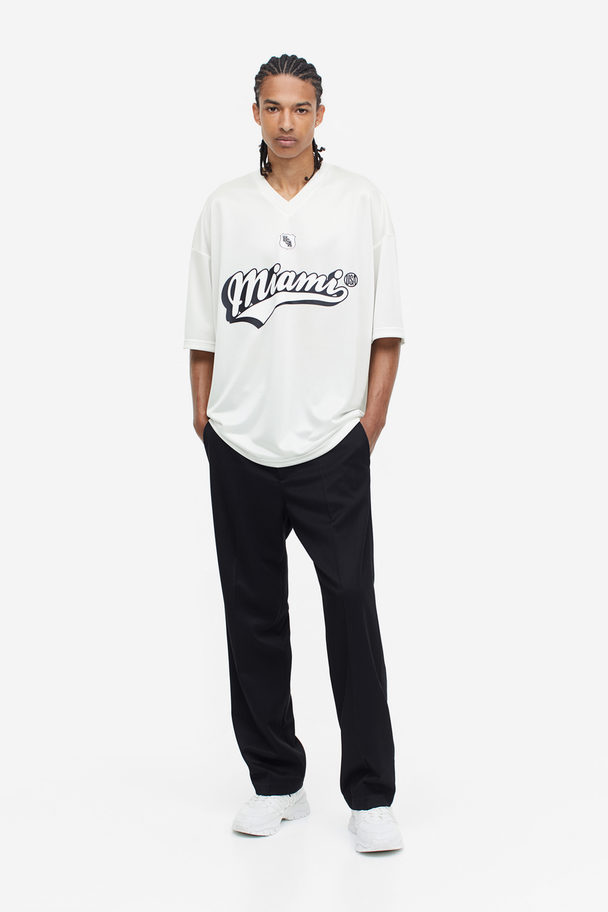 Men - Black Oversized Fit Printed Mesh T-Shirt - Size: M - H&M
