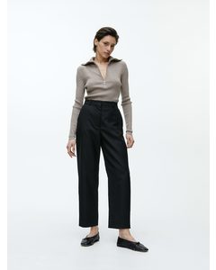 Cropped Suit Trousers Black