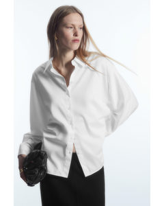 Batwing-sleeve Twill Shirt White