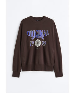Sweatshirt Med Tryck Oversized Fit Brun/original Resolution