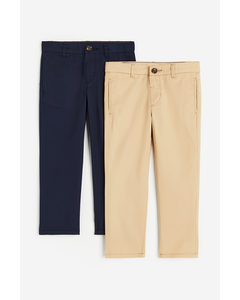 2-pack Chinos Relaxed Fit Ljusbeige/marinblå