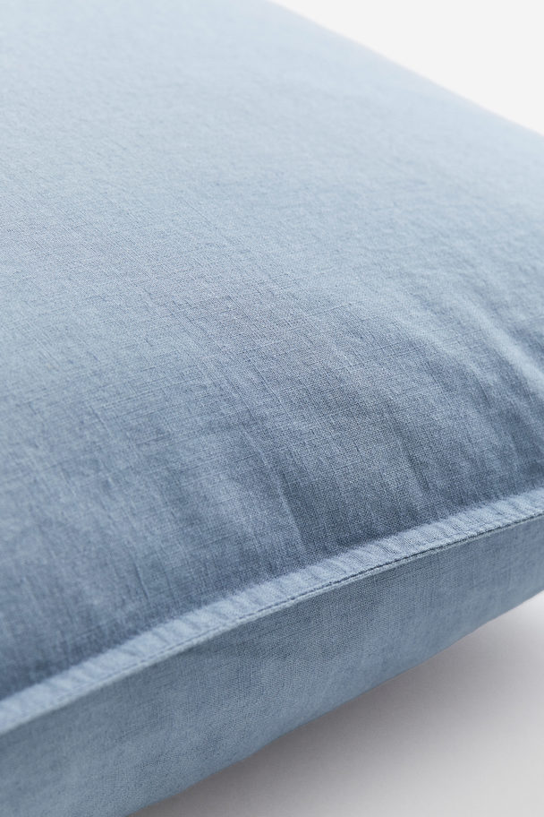 H&M HOME Kussensloop Van Gewassen Linnenmix Dusty Blauw