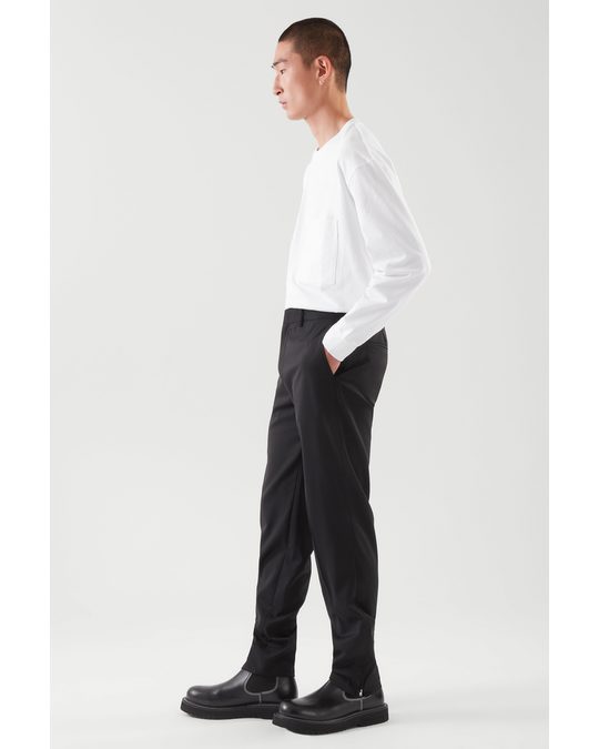 COS Regular-fit Tapered Trousers Black