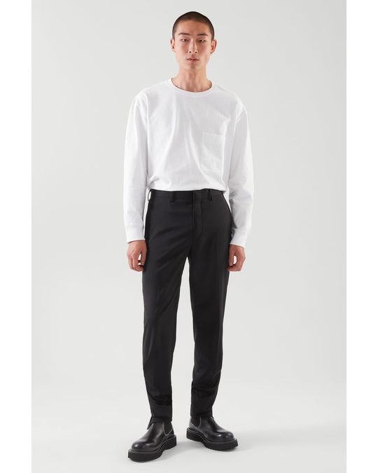 COS Regular-fit Tapered Trousers Black