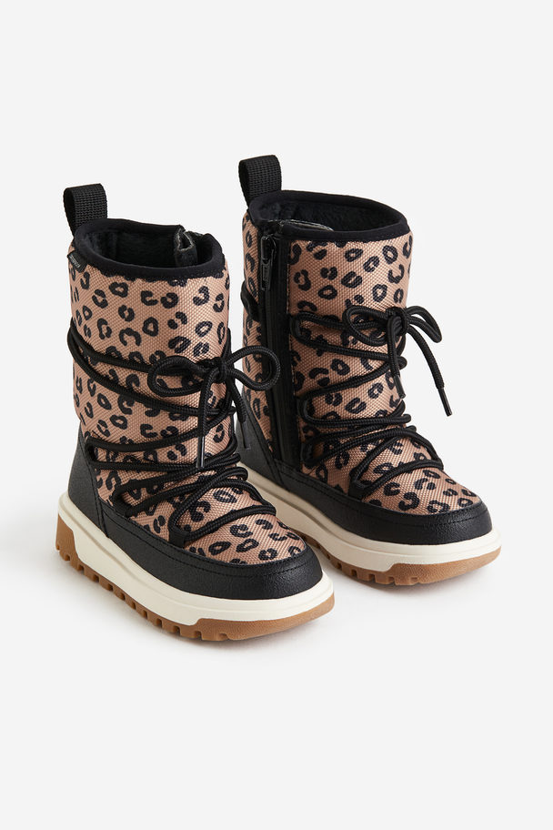 H&M Waterproof Boots Beige/leopard Print