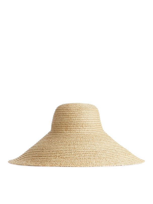 ARKET Wide Brim Straw Hat Beige