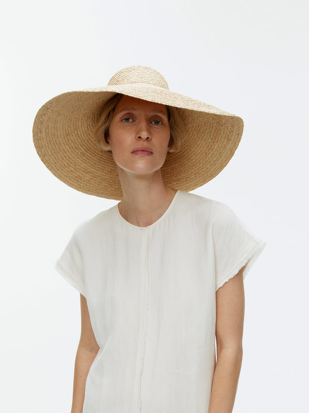 ARKET Wide Brim Straw Hat Beige