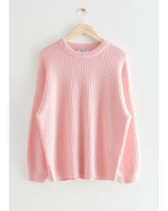 Boxy Rib Knit Sweater Light Pink