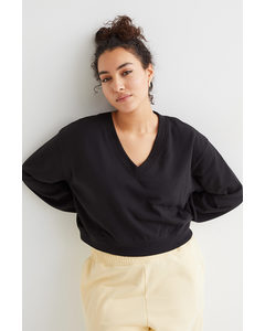 H&m+ Cropped Sweater Zwart
