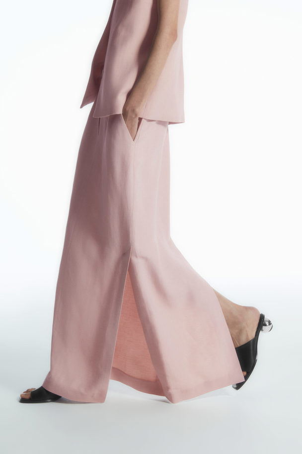 COS Tailored Linen-blend Maxi Skirt Dusty Pink
