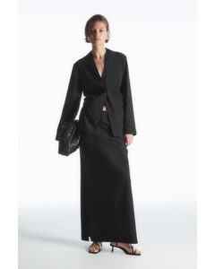 Tailored Linen-blend Maxi Skirt Black