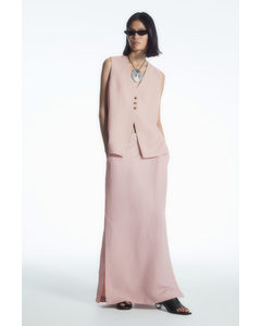 Tailored Linen-blend Maxi Skirt Dusty Pink